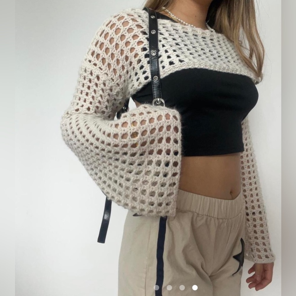 cropped crochet sweater